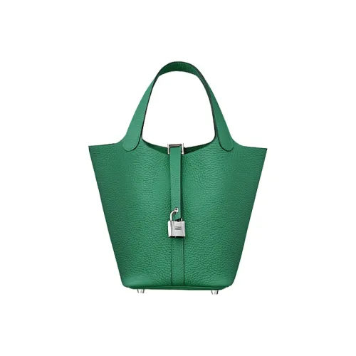 HERMES Picotin Lock Clemence Bullock Кожа Корзина Сумка Ведрообразная Сумка Женская Сумка U4 Vert Vertigo Травяной Зеленый