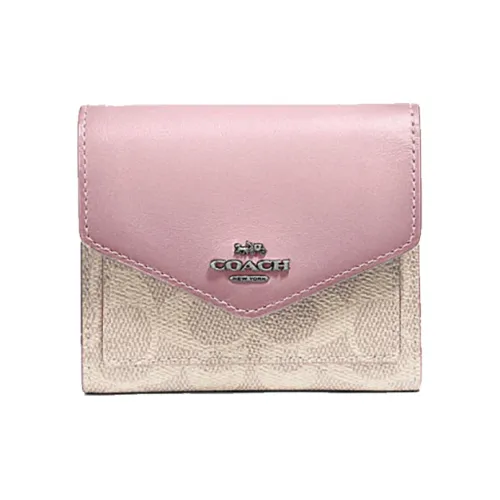 COACH Коровья кожа Холст Клатч Конверт Сумка Кошелек Маленький Женский Розовый Фиолетовый