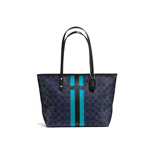 COACH City Zip Tote Покрытый холст Сумка на плечо Большая Женская Черная Монограмма
