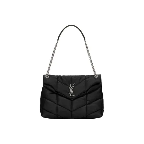 SAINT LAURENT LOULOUPUFFER Овчина Облачная Сумка Подушка Сумка Сумка через плечо Сумка на плечо Женская Черная