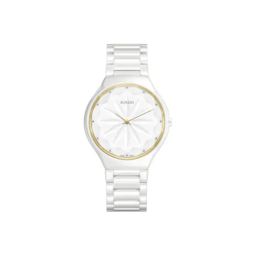 RADO True Thinline Collection Кварцевый механизм Женские часы 39 мм Белый циферблат Керамические корпуса Керамический ремешок