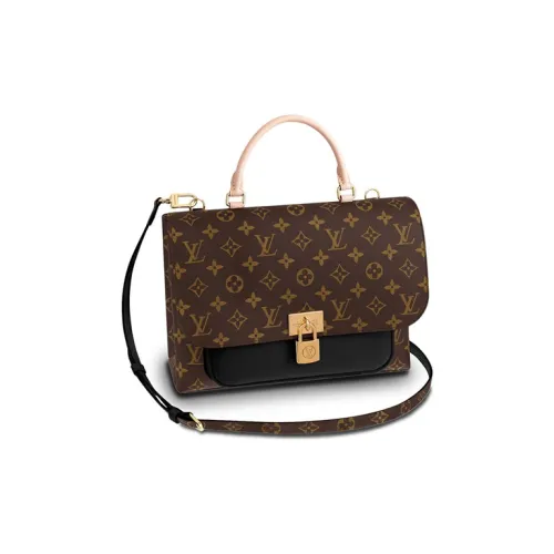 LOUIS VUITTON Marignan Покрытый холст с телячьей кожей сумка-тоут с замком сумка через плечо ручная сумка