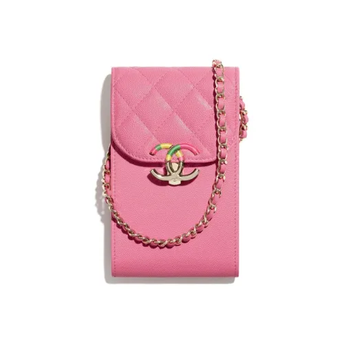 CHANEL С рельефным тиснением Телячья кожа Чехол для телефона Женские Розовый