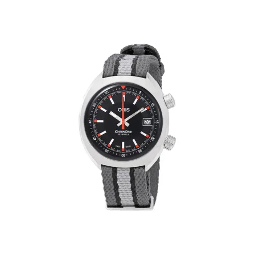 Oris Автоматический Механический Механизм Мужские Часы 39 мм Черный Циферблат Нержавеющая Сталь Корпус Тканевый Ремешок