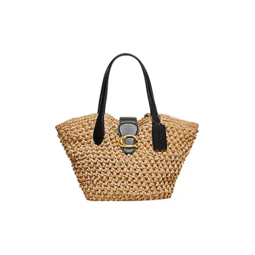 COACH Целлюлозный материал Тоут Сумка Сумка для покупок Сумка на плечо Сумка среднего размера Женская Латунь