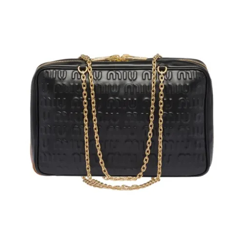 MIU MIU Сумка из кожи для боулинга Сумка на одно плечо Сумка через плечо Женская Черная