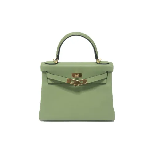 HERMES Kelly Коровья кожа Сумка Kelly Сумка Женская Авокадо-зеленый
