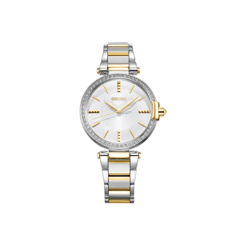 SEIKO Кварцевый механизм нержавеющая сталь ремешок женские часы белый циферблат