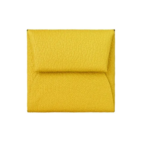 HERMES Bastia Mysore Шевро Картхолдер Монетница Женская Неаполитанский Желтый