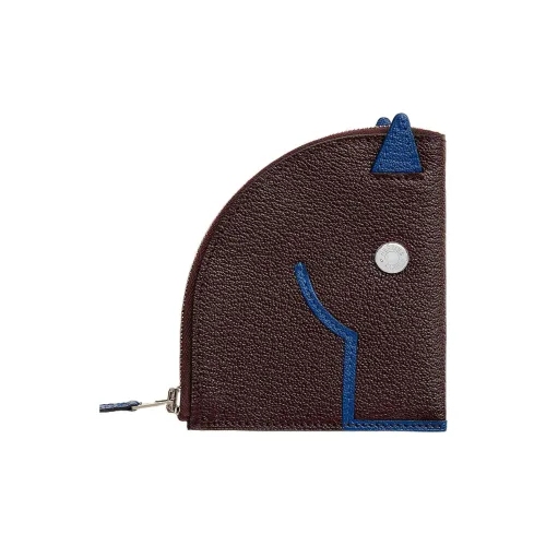 HERMES Mysore Шевро Мелочь Кошелек Женские Снаряжение для седла Красный Электрический синий