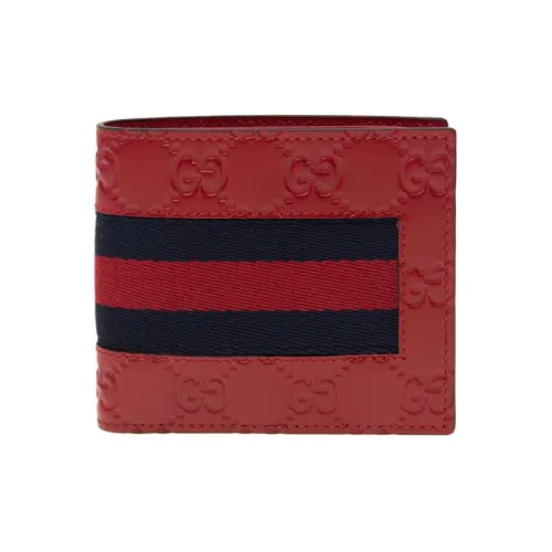 GUCCI Коровья кожа Холст Кошелек Мужской Красный