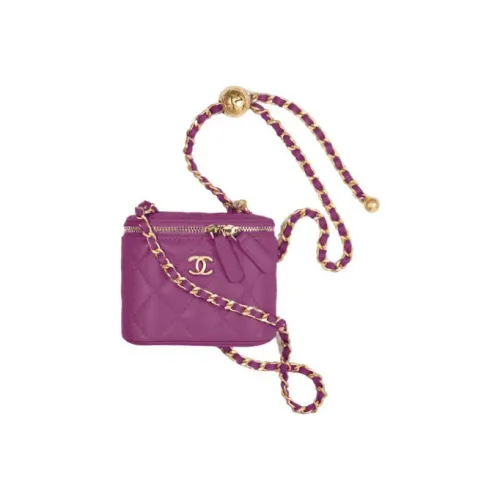 Chanel 22c Early Spring Гладкий Овечья шкура Коробка Сумка Makeup Bag Сумка через плечо Маленькая Женская