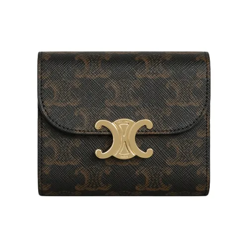 CELINE Triomphe Arc De Triomphe Холст Кошелек Маленький Женский Рыжевато-коричневый