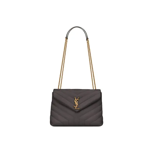 SAINT LAURENT LOULOU Quilted Кожа Сумка через плечо Сумка на плечо Женская Серый