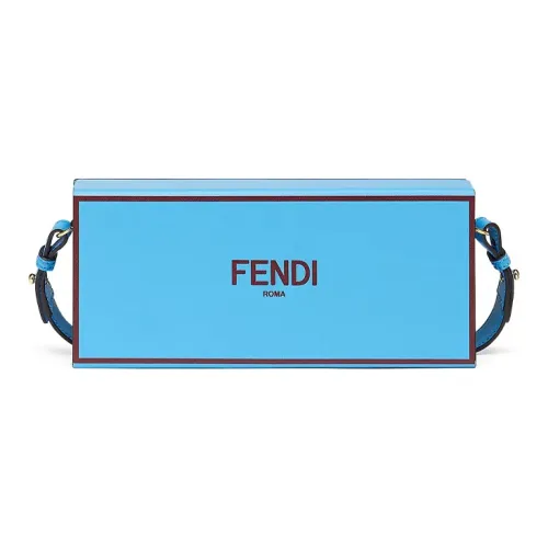 FENDI Телячья кожа Кожа Коробка Сумка через плечо Унисекс Синий