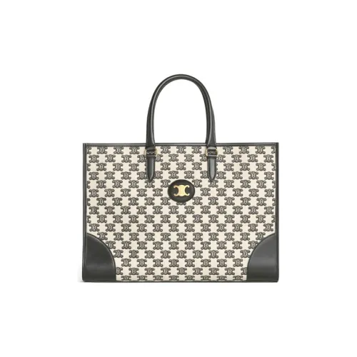 CELINE Вышивка Ткань Тоут Сумка Сумка для покупок Сумка Сумка через плечо Женская Черная