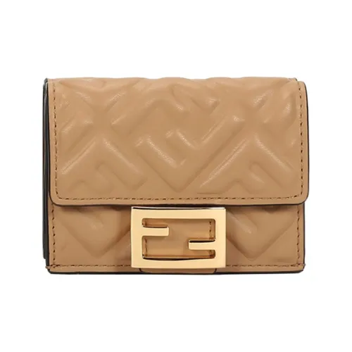 FENDI Микрокошелек В Три Сложения BaguetteКошелек Из Кожи Наппа Бежевого Цвета