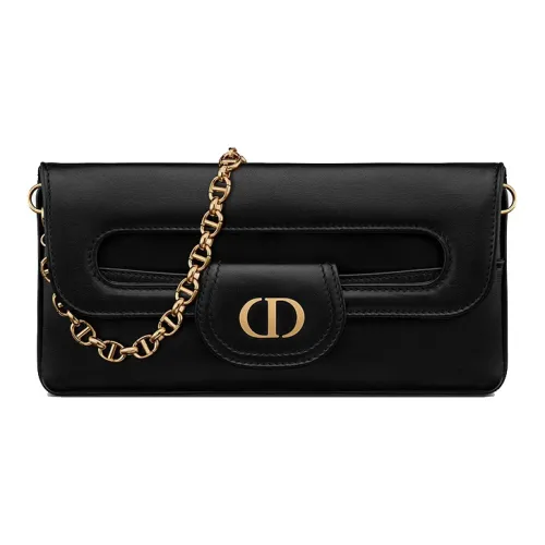 DIOR D Bubble Collection Гладкая коровья кожа Сумка Сумка через плечо Женская Черная