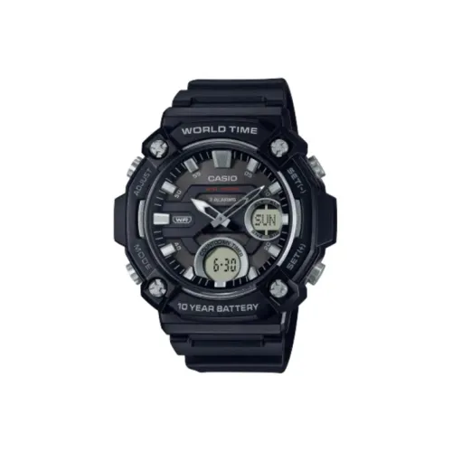 CASIO YOUTH Collection Аналоговый Цифровой дисплей Кварцевый механизм Смольный ремешок Часы Мужские Черный циферблат