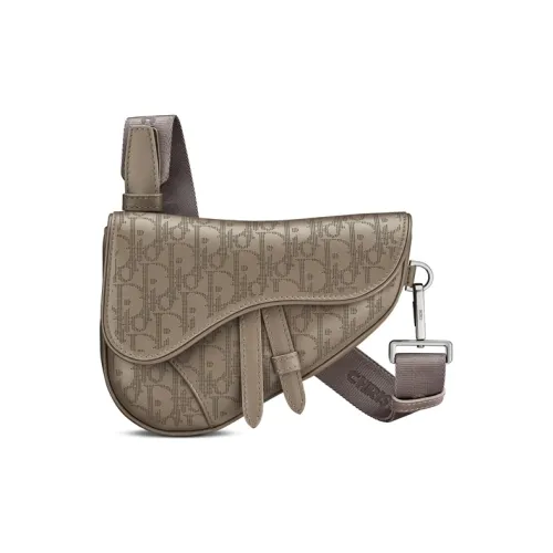 DIOR Седло Кожа Седло Сумка Слинг-сумка Сумка на пояс Сумка через плечо Мини Мужская Бежевая