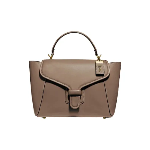 COACH Сумка через плечо из кожи большая женская коричневая