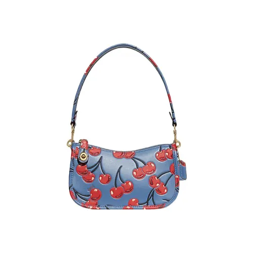 COACH Swinger Коровья кожа Маджонг Сумка Armpit Сумка Сумка Сумка через плечо Женская Синий Красный