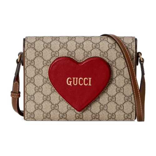 GUCCI Valentine's Day Collection Холст с кожей Курьерская сумка Сумка через плечо Мини Женская