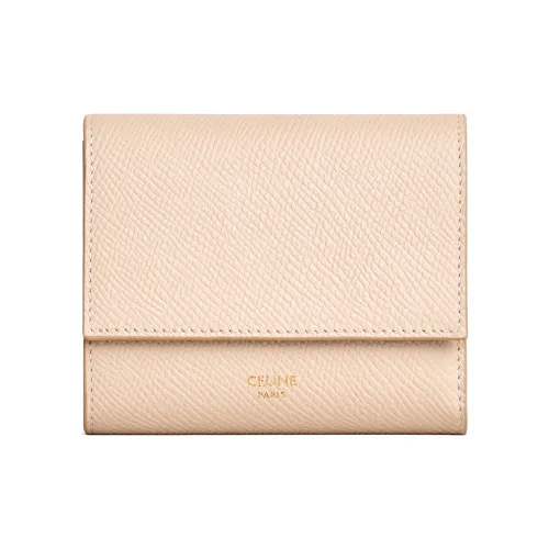 CELINE Классический Bo Крупнозернистая текстура Коровья кожа Кошелек Маленький Женский Телесный