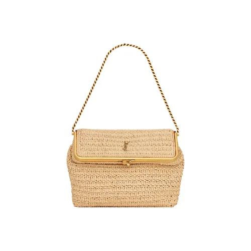 SAINT LAURENT Рафия Вязаная Сумка через плечо Сумка среднего размера Женская Натуральная