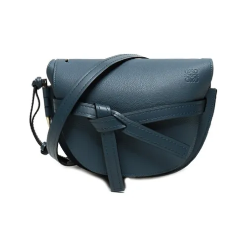 LOEWE Gate Корова Кожа Ручная Сумка через плечо Сумка на плечо Маленькая Женская Стальной Синий