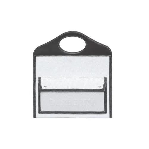 Burberry Карманная сумка Холст с кожей Сумка Цвет холста Клатч Сумка Маленькая Унисекс Синяя