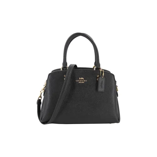 COACH Lillie Крестообразная текстура Кожа Ноутбук Сумка Доска для ноутбука Сумка через плечо Сумка Маленькая Женская Черная