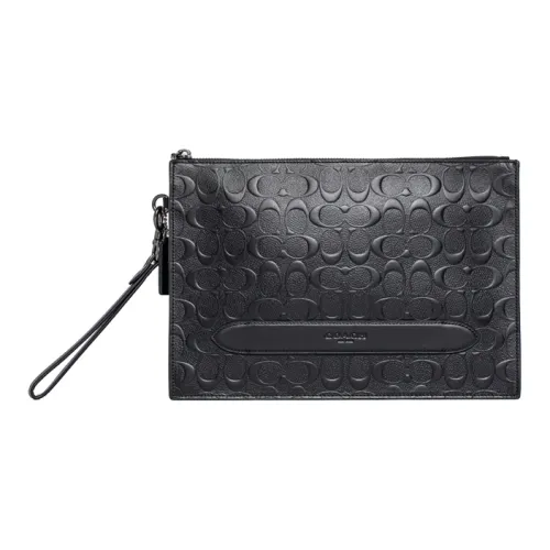 COACH Pouch Кожа Доска для ноутбука Briefcase Сумка на запястье Клатч Сумка Большая Мужская Черная