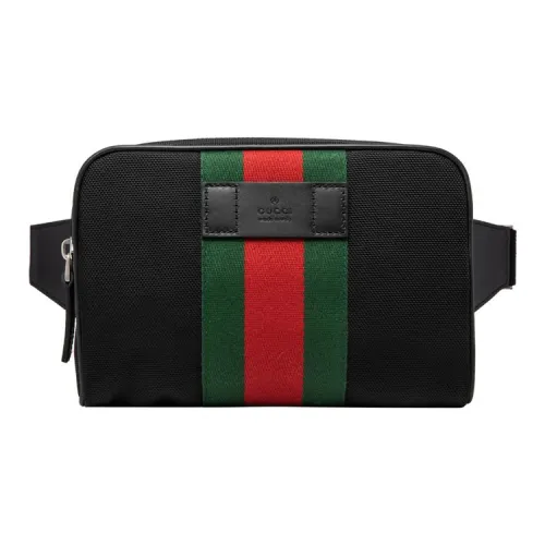 GUCCI Canvas Сумка Маленькая Квадратная Сумка Слинг-Сумка Сумка на Пояс Мужская Черная