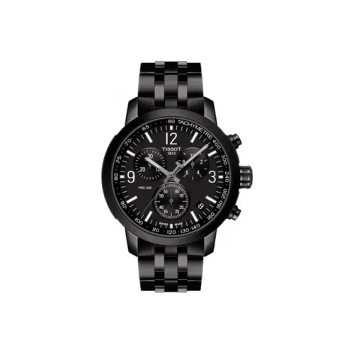 TISSOT PRC200 Sprint Collection Кварцевый механизм Мужские часы Часы 43 мм Черный циферблат Ремешок из нержавеющей стали