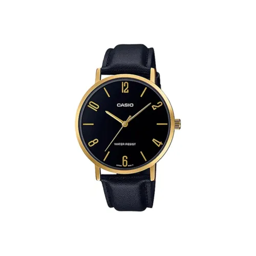 CASIO Standard Series DRESS Collection Темный Сердце Кварцевый Механизм Натуральная Кожа Ремешок Часы Мужские Черный Циферблат