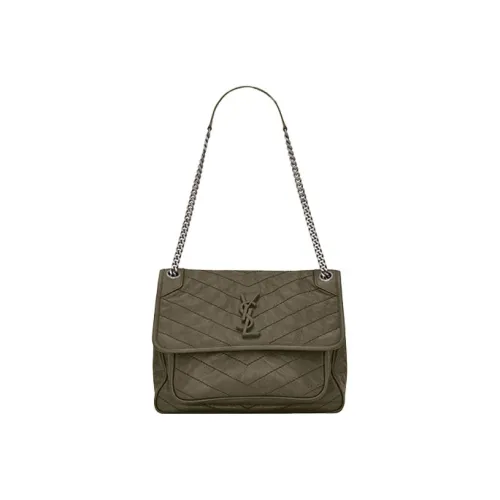 SAINT LAURENT Сумка-хобо из коровьей кожи сумка на цепочке через плечо женская цвет хаки