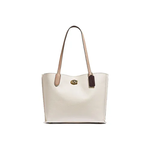 COACH Willow Кожа Тоут Сумка Сумка для покупок Портативная Сумка через плечо Сумка через плечо Женская Белая