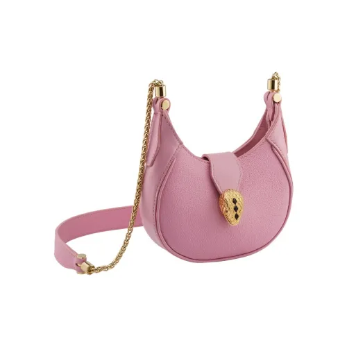 BVLGARI Serpenti Ellipse Коровья кожа Сумка через плечо Мини Женская Фламинго Кварц Розовый