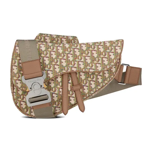 DIOR Седло Вышивка Бананка Sling Сумка Седло Сумка Сумка через плечо Мужской Хаки