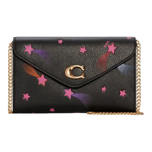 COACH Tammie Пескоструйная кожа Сумка через плечо Маленькая Женская Черная