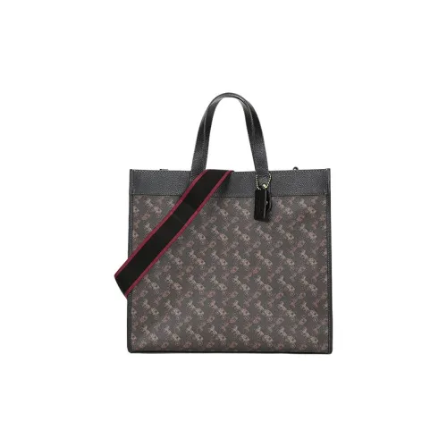 COACH Field Покрытый холст с кожаными вставками сумка через плечо сумка женская трюфельный черный