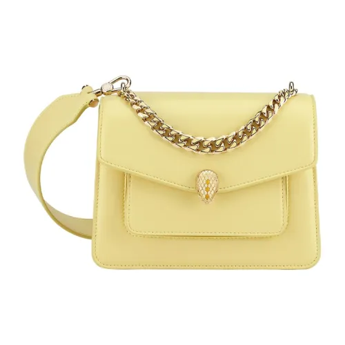 BVLGARI Serpenti Forever Овечья кожа Сумка через плечо Маленькая Женская Желтая