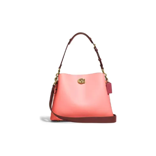 COACH Willow GRAIN LEATHER Сумка Тоут Сумка Сумка для покупок Сумка на плечо Большая Женская Латунь Конфетно-розовый