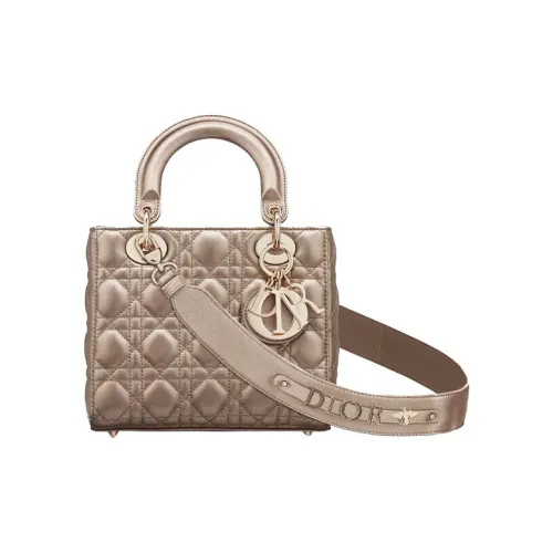 DIOR Lady Dior Коровья кожа Сумка Lady Dior Одно плечо Сумка Маленькая Женская Золотая