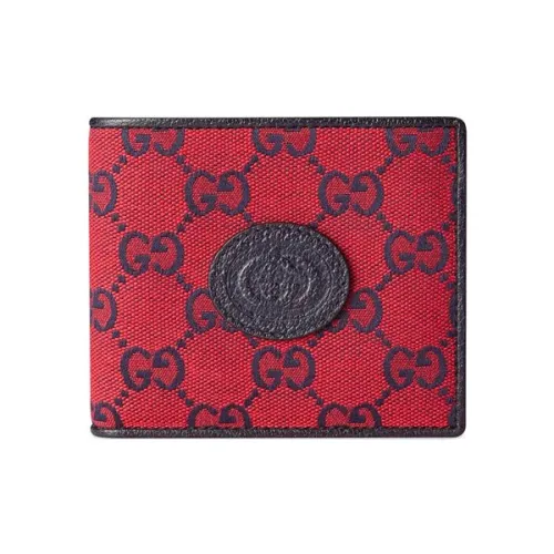 GUCCI Valentine's Day Collection Холст с кожей Картхолдер Холст Сумка Кошелек Мужской Красный Синий