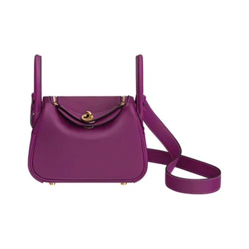 HERMES Lindy Swift Телячья кожа Сумка Сумка через плечо Сумка через плечо Мини Женская P9 Anemone Анемона Пурпурный