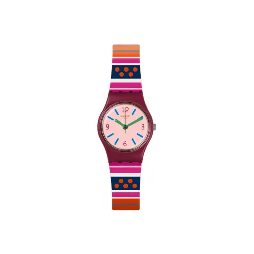 Swatch Quartz Механизм Унисекс Часы 25 мм Розовый Циферблат Часы Пластиковый Корпус Часы Силиконовый Ремешок LP152