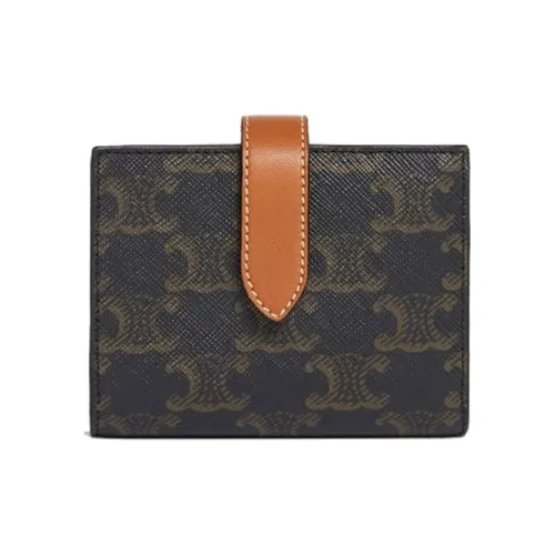 CELINE Triomphe Холст Кошелек Женский Рыжий Коричневый