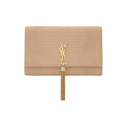 SAINT LAURENT Kate Кожа Бахрома Сумка Сумка с цепочкой Сумка через плечо Сумка на плечо Женская Темно-бежевый